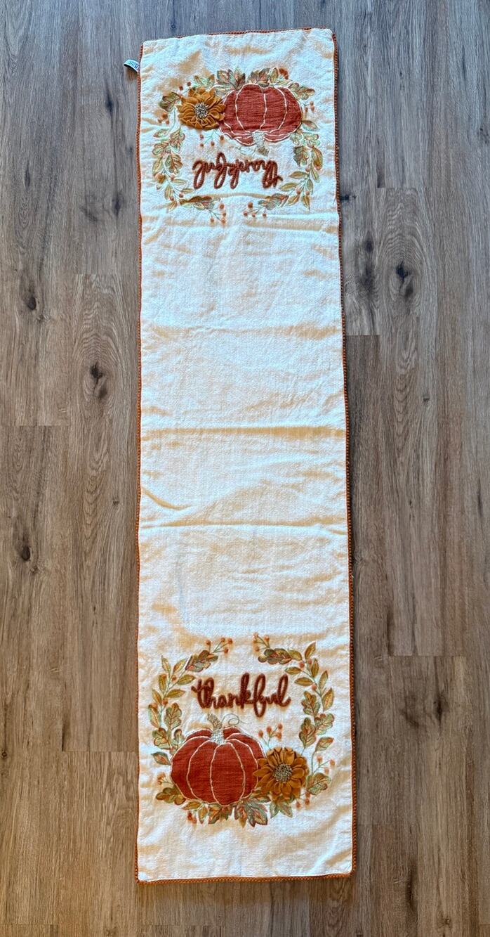 Fall Table Runner Pumpkin Thankful Thanksgiving Autumn 64โx16โ